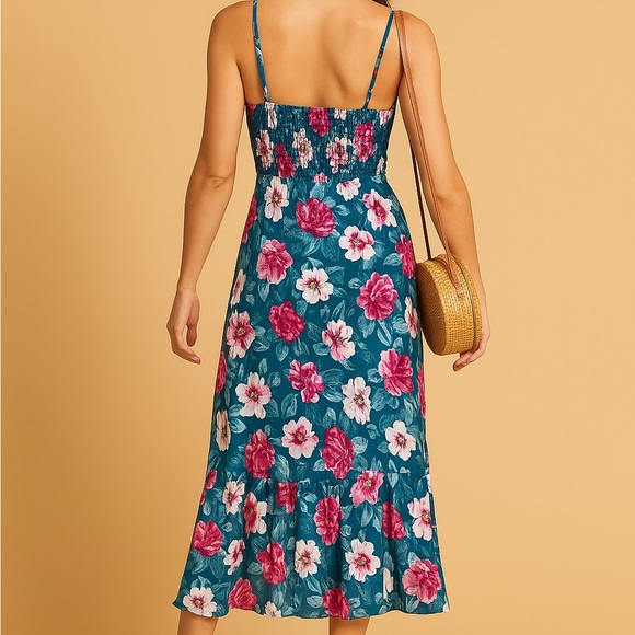 🆕 🌸 I.N. San Francisco Sundress Floral Midi Dress - Size M - Picture 3 of 12